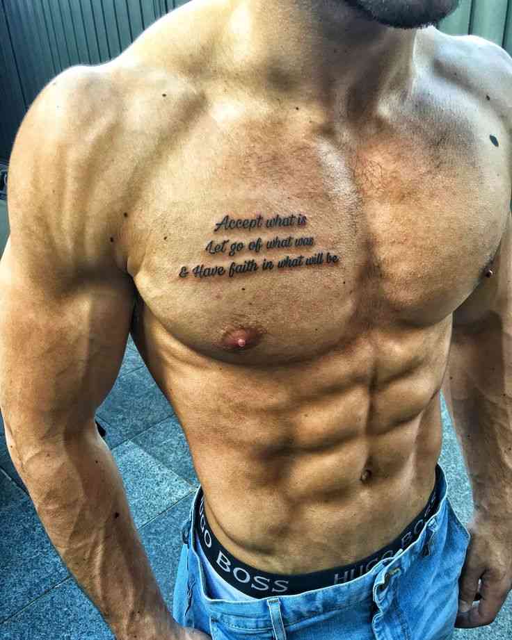 mens chest quote tattoos